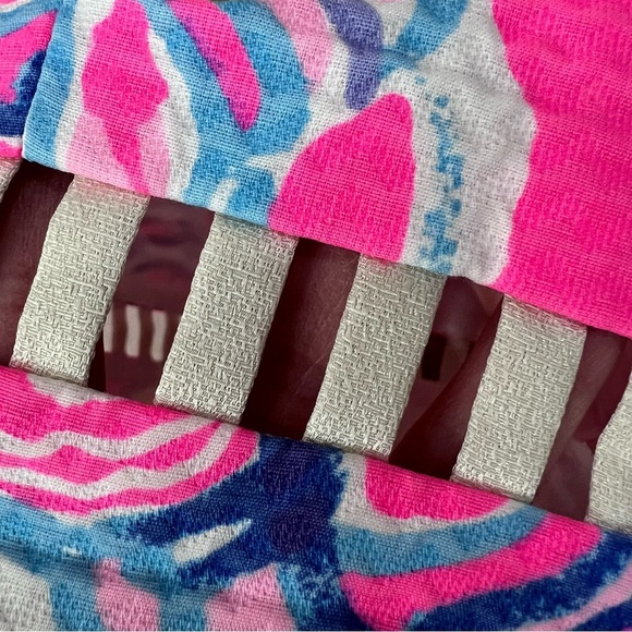 Lilly Pulitzer Iggy Kir Royal Pink Swept By The Tides Cut Out Waist Shift Dress - Picture 11 of 11